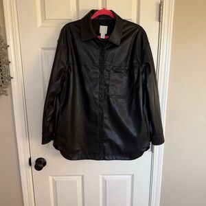 H&M Black Faux Leather Shirt